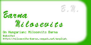 barna milosevits business card